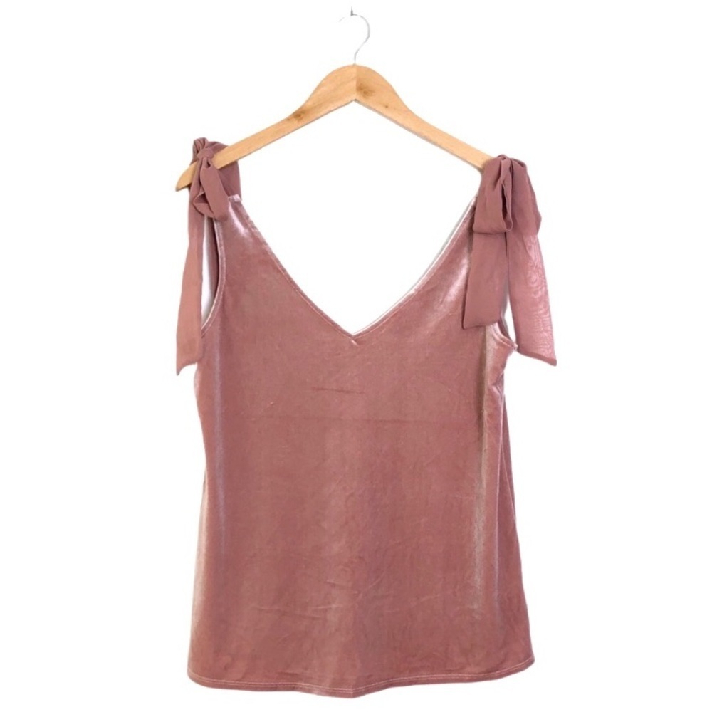 NWOT Gibson Dusty Pink Bow V-Neck Bow Tie Shoulder V-Neck Top S